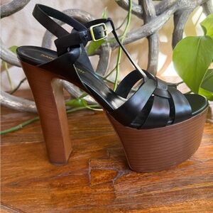 YSL Tribute Double Platform Tribute Sandals.